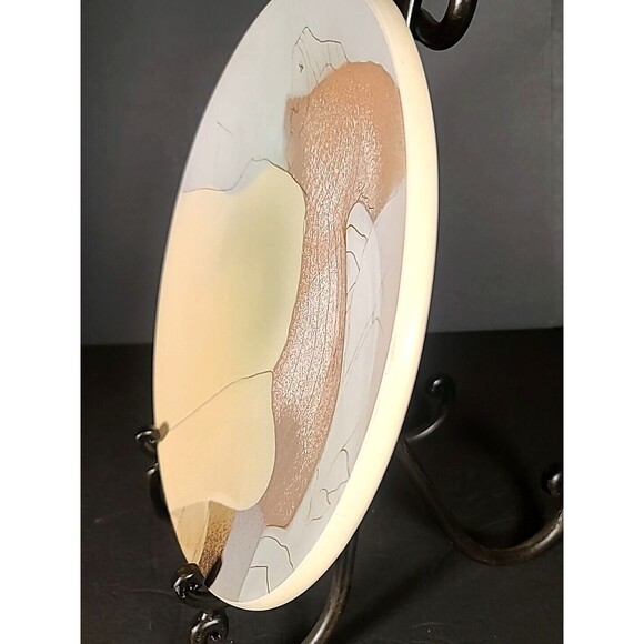 Handmade & Painted Art Pottery Hanging Dish Plate Abstract Contemporary - Picture 11 of 16